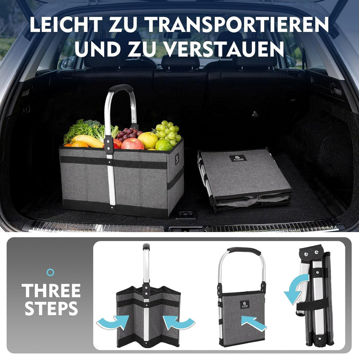 ALLCAMP Einkaufskorb im Kofferraum 25 cm L x 24 cm B x 7 cm H, grosser, 27L Tragbarer Mehrzweckkorb,
