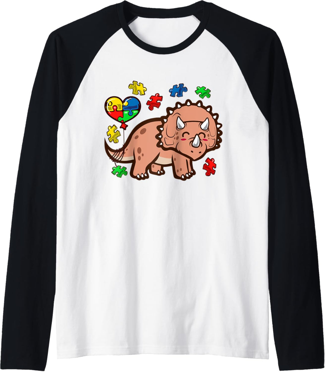 Autismus Bewusstsein Nette Triceratops Dinosaurier Puzzle Raglan