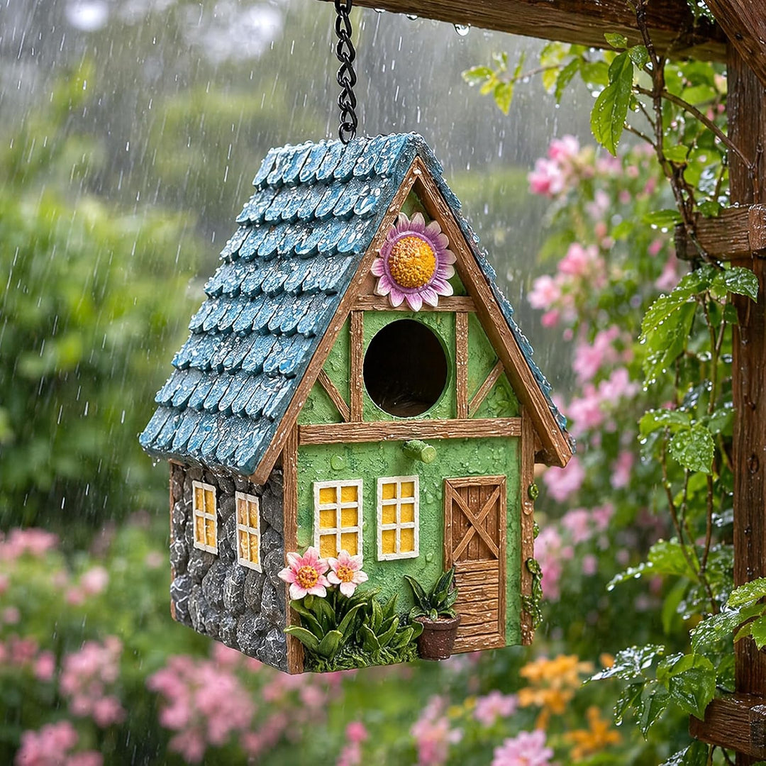 Vogelhaus Für Draussen, Bunte Vogelnistkästen Aus Kunstharz, 21.4x13x15.5 cm Vogelhaus Wetterfest, H