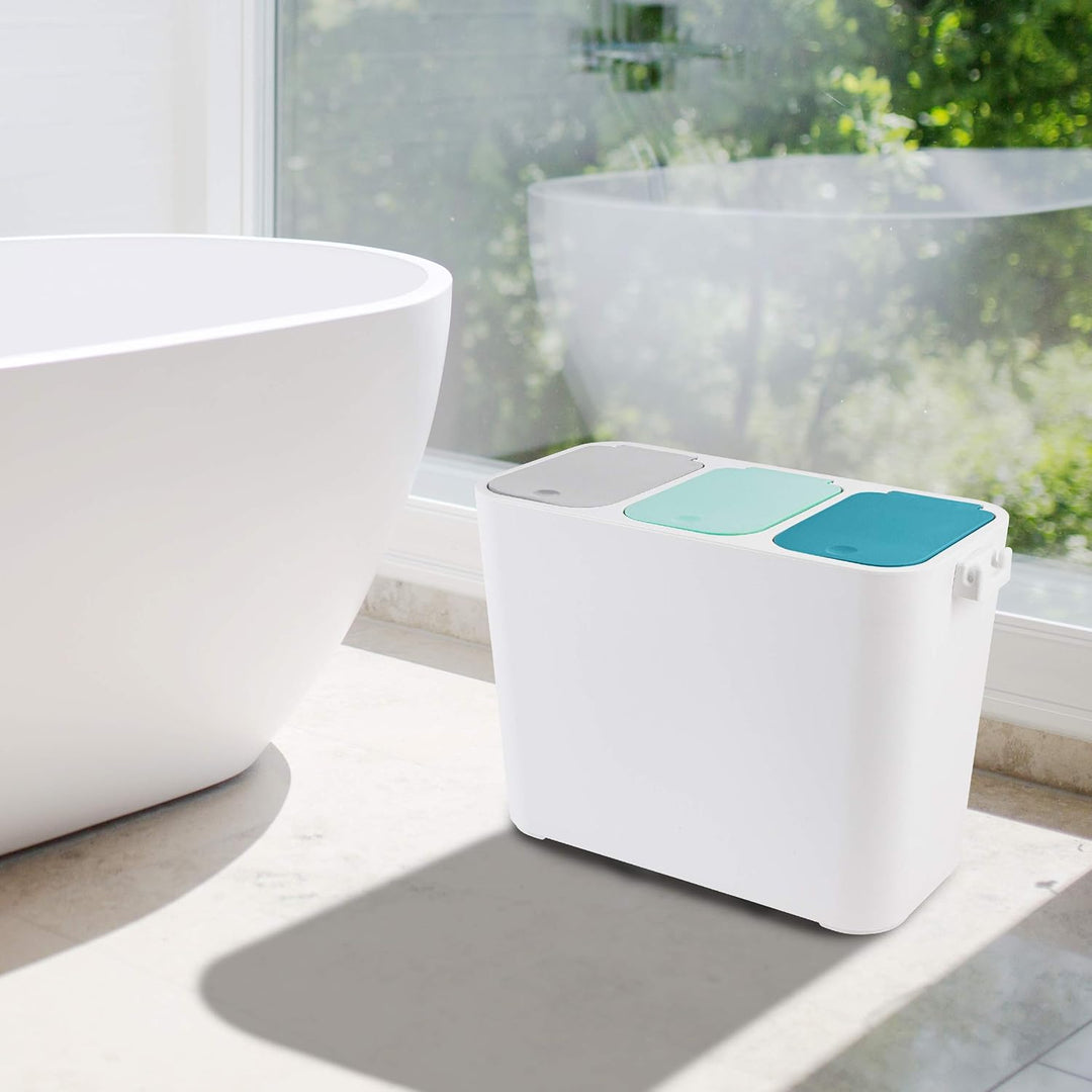 ONVAYA® Mülltrennsystem Tom | Mülltrennung mit mehreren Fächern | Mülleimer in creme-weiss | Abfalle
