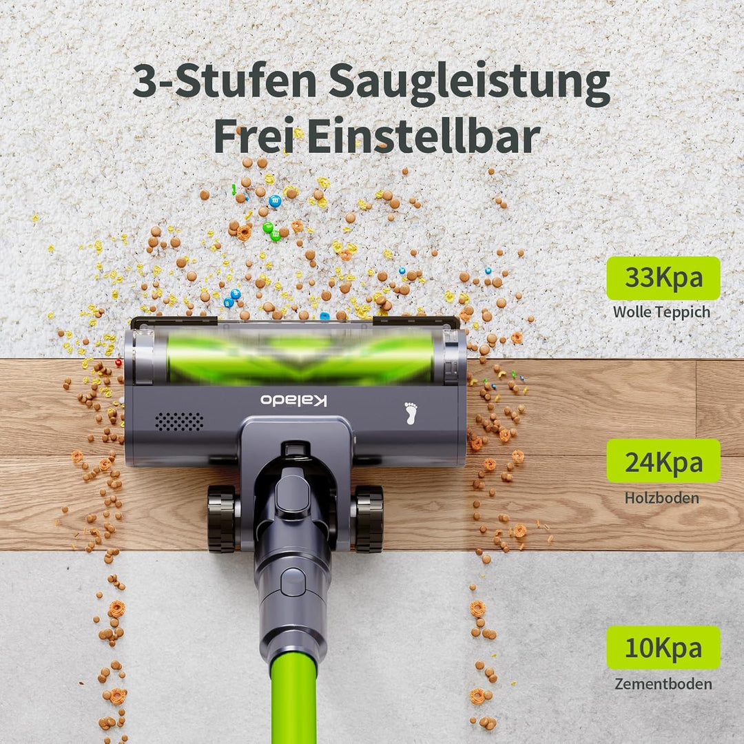 kalado Akku Staubsauger KCV600, 10 in 1 Staubsauger Kabellos 480W 33Kpa, Leicht Akkusauger mit Abneh