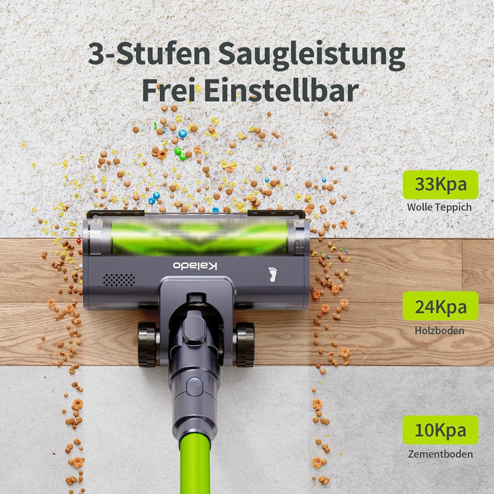 kalado Akku Staubsauger KCV600, 10 in 1 Staubsauger Kabellos 480W 33Kpa, Leicht Akkusauger mit Abneh