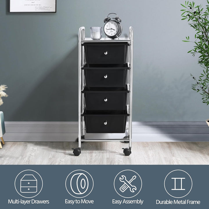 Yaheetech Küchewagen Rollwagen inkl. 4 Schubladen Allzweckwagen Küchen Organizer Servierwagen Trolle