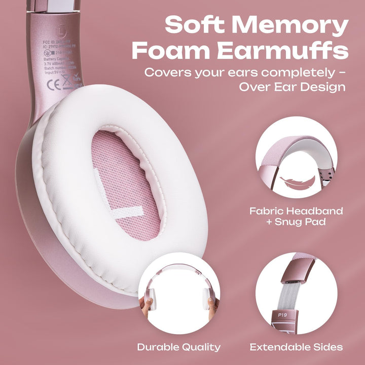 PowerLocus Bluetooth Kopfhörer Over Ear, Kopfhörer Kabellos mit 3-EQ modi, 60std. Spielzeit, Hi-Fi-S