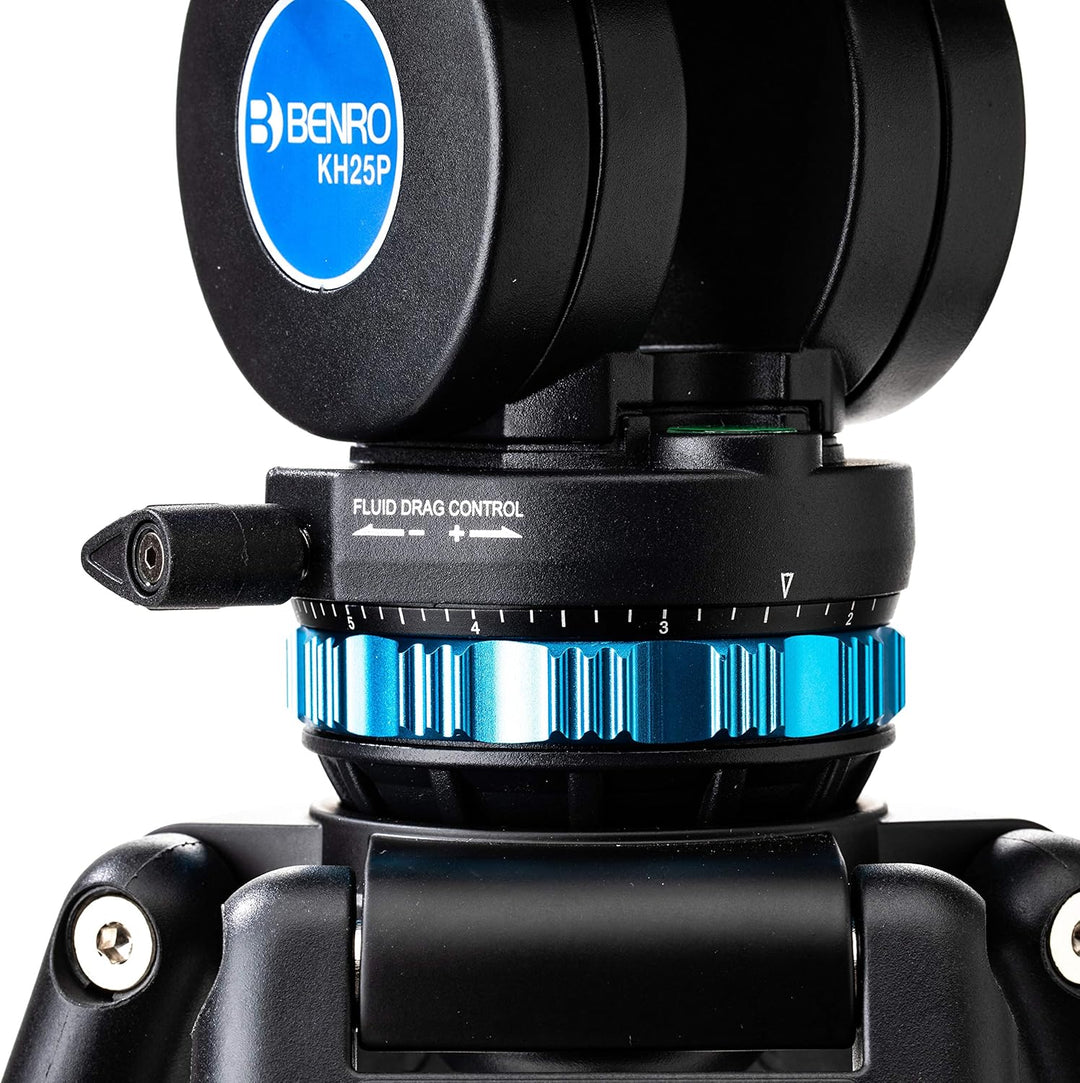 Benro KH25P Video Tripod with Head, 5kg Payload, Continuous Pan Drag, Anti-Rotation Camera Plate, ma