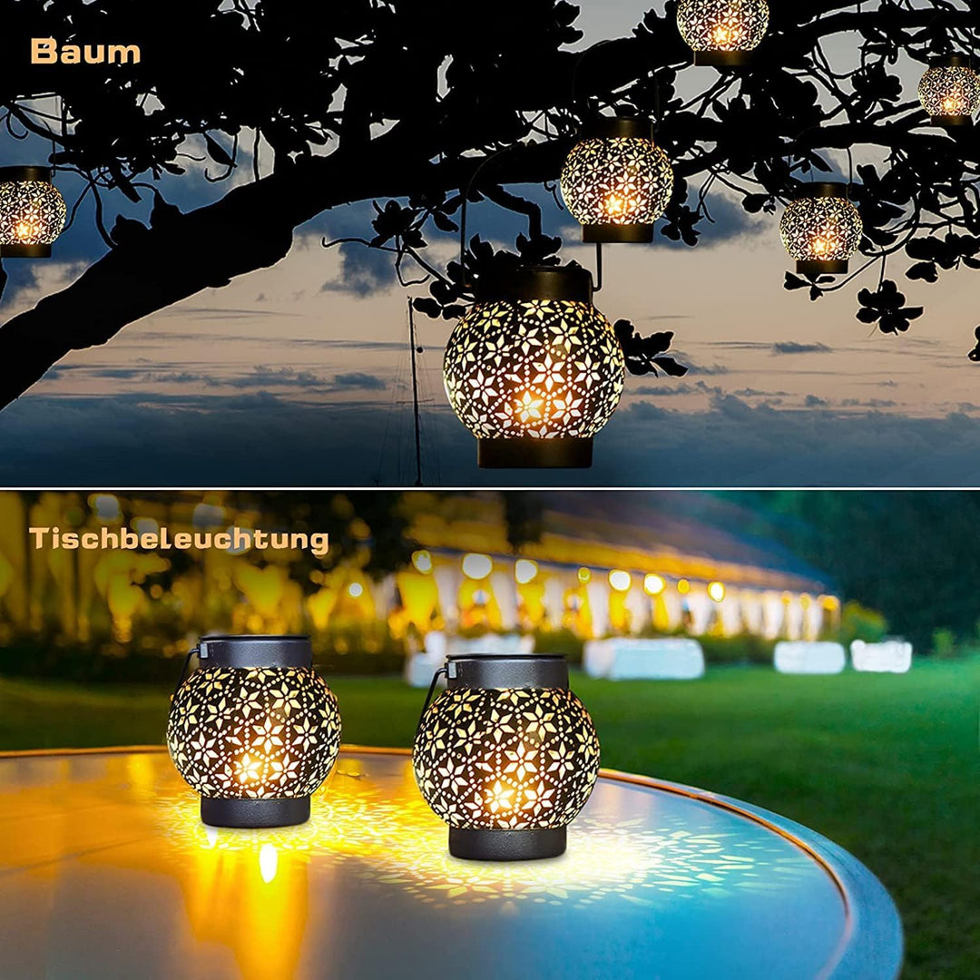Geschenk für Frauen, 4 Stück Solarlampen für Aussen Garten, Orientalische Solarlaterne für Aussen IP
