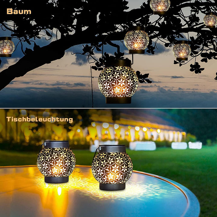 Geschenk für Frauen, 4 Stück Solarlampen für Aussen Garten, Orientalische Solarlaterne für Aussen IP