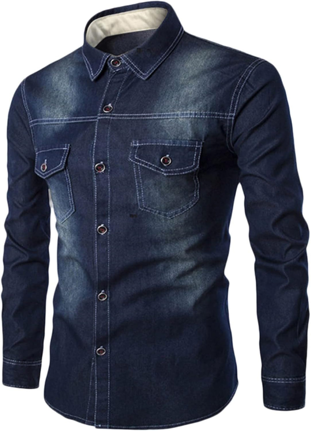 Jeansjacke Herren Einfarbig - Slim Fit Trucker Vintage Baumwolle Cowboy Tops Mantel Jeanshemd mit sc