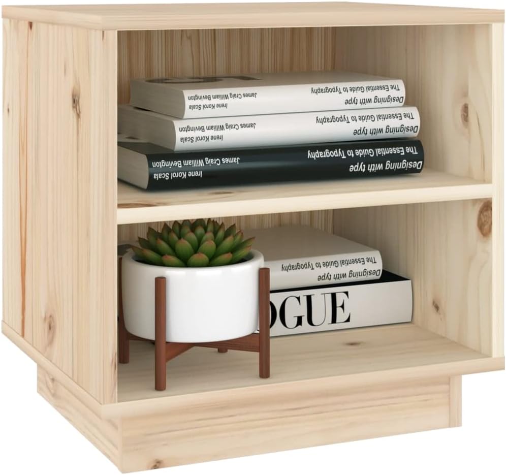 Bedside Table Nachtkonsole Beistelltisch mit Stauraum Night Stand Nachttisch 40x34x40 cm Massivholz