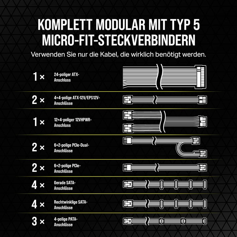 Corsair SF850L Vollmodulares, Geräuscharmes SFX-Netzteil - ATX 3.0- Und PCIe 5.0-Kompatibel - Leiser