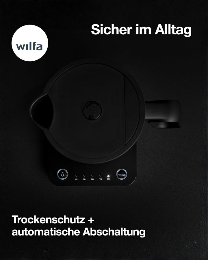 Wilfa SVART FORMAT Wasserkocher - mit einem Fassungsvermögen von 1,25 Liter, 2200 Watt, aussenliegen