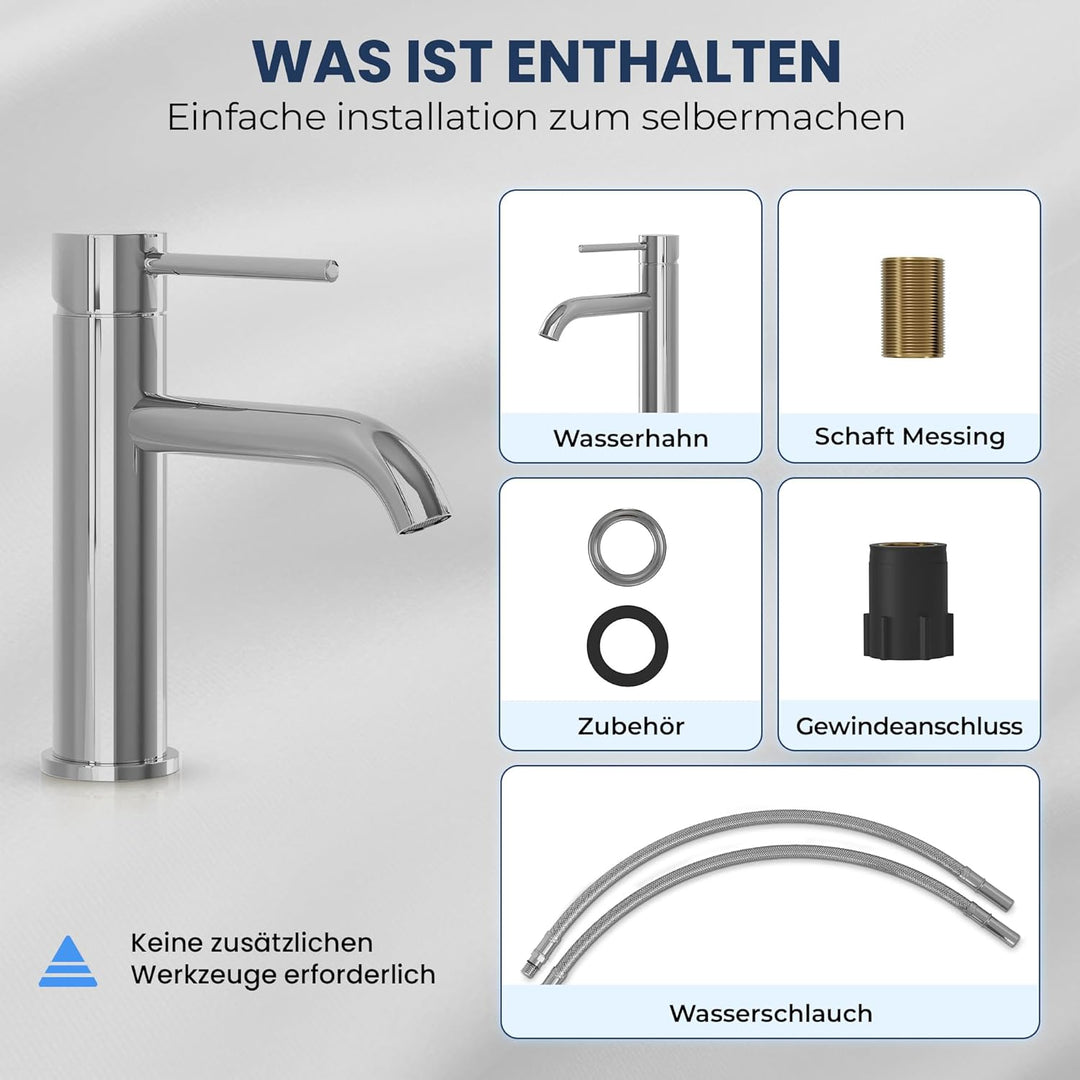 Søvang Wasserhahn Bad – Waschtischarmatur 18,3 cm, Waschbeckenarmatur Chrom, Anti-Fingerprint & Einf