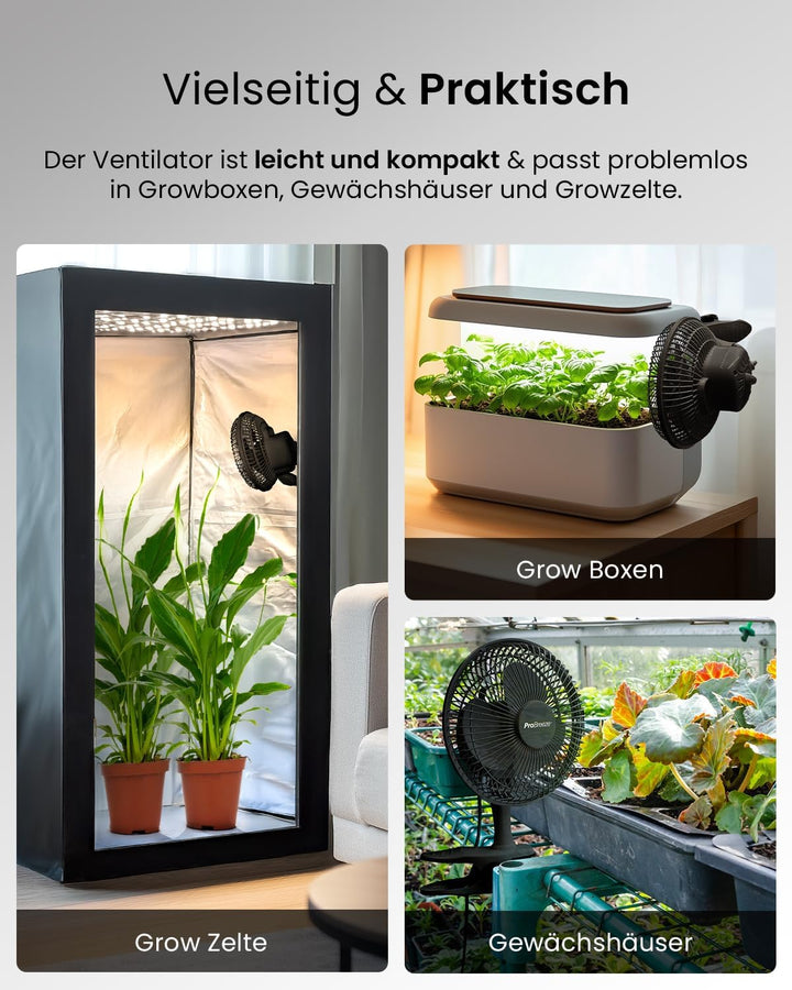 Pro Breeze Mini Ventilator mit Clip - 20 cm Durchmesser, 2 Geschwindigkeitsstufen, starke + stabile