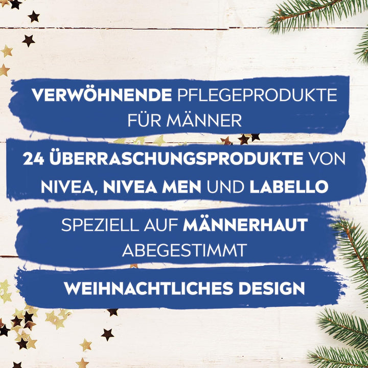 NIVEA MEN Adventskalender 2025-24 Türchen mit verwöhnenden Überraschungen, Weihnachtskalender mit Pf