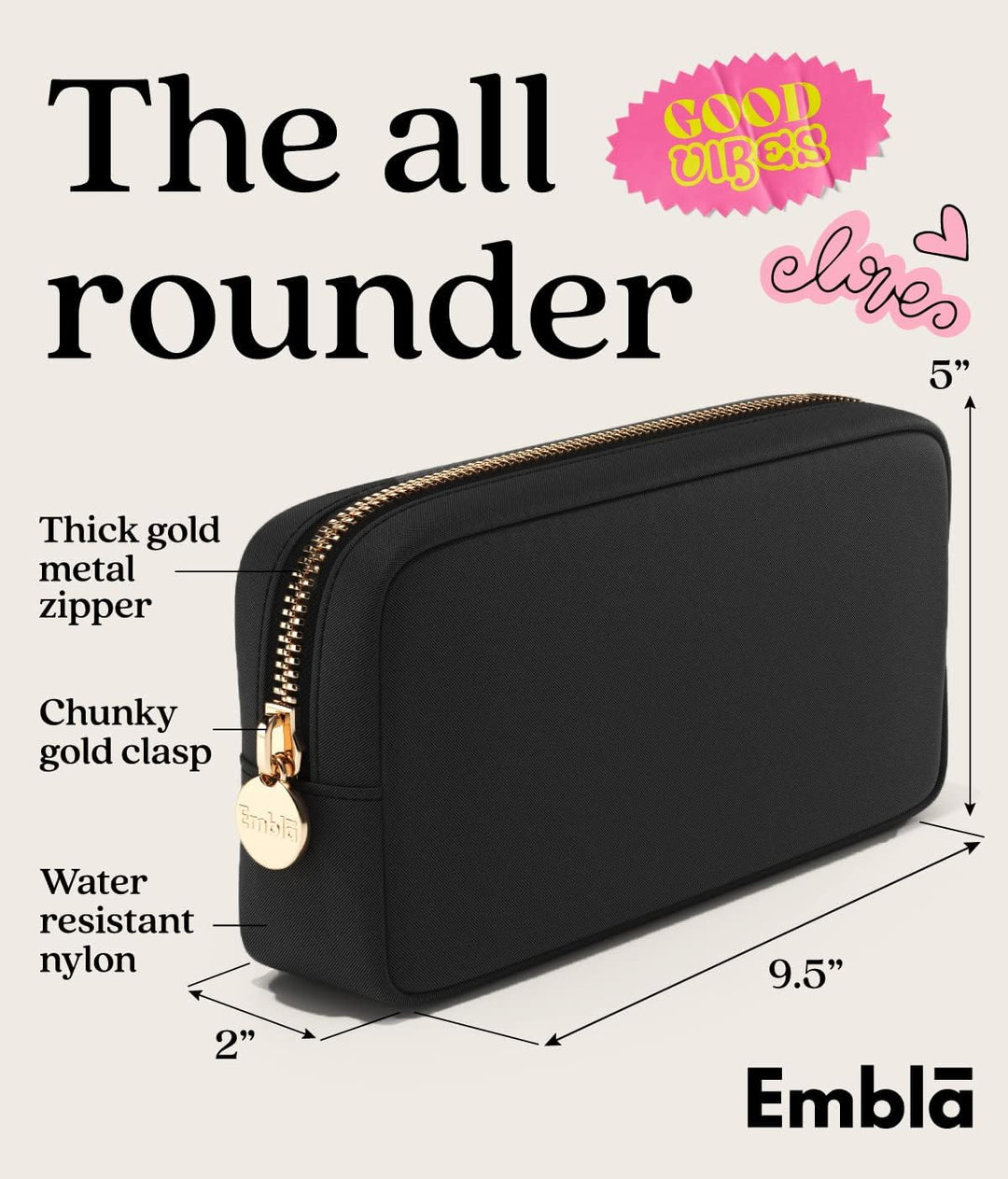 Embla Make-up-Tasche, Koffer Mini Schwarz, Mini Schwarz