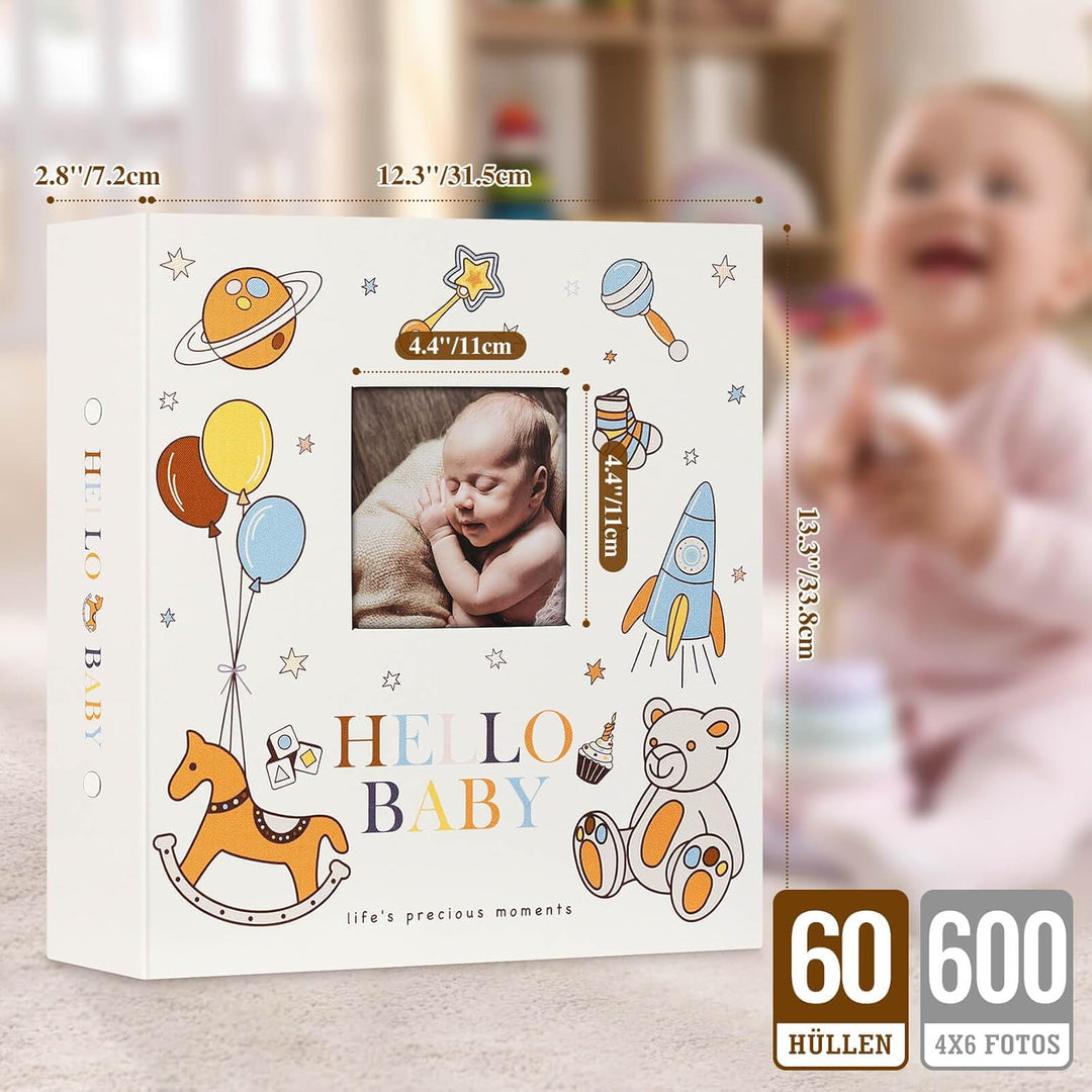Lanpn Baby Fotoalbum 10x15 600 Fotos, Grosses Fotoalbum Einsteckalbum Babyalbum, Leinen Einstecken E