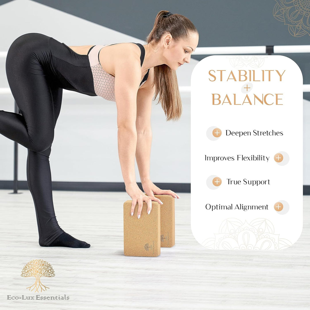 Yoga Korkblock - Nachhaltiger Kork mit rutschfester Oberfläche, nachhaltiges Übungszubehör für Yoga,