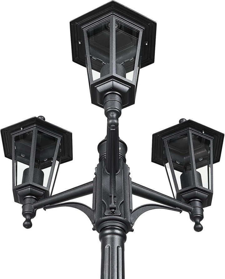Monzana Gartenlaterne 3 flammig 176 cm Hoch IP44 Wetterfest E27 Aluminium Glas Garten Terrasse Kande