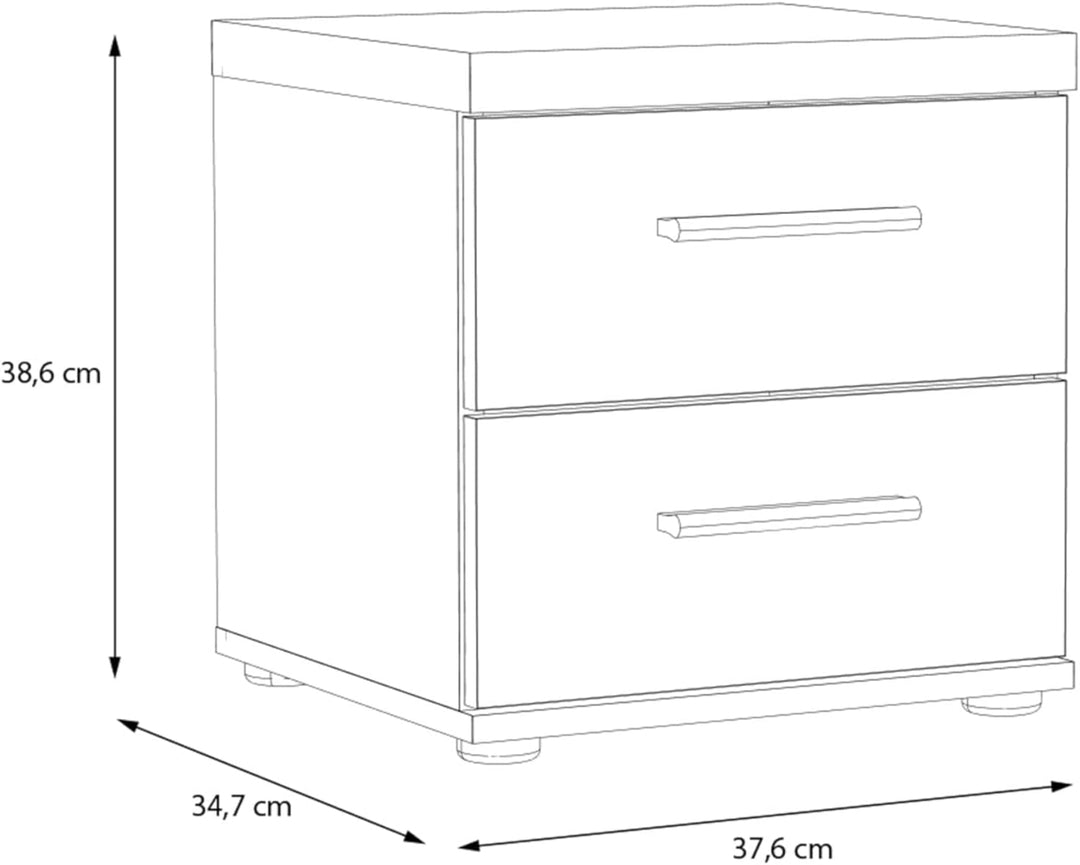 FORTE Winnie Nachttisch mit 2 Schubladen, Holzwerkstoff, Sonoma Eiche / Weiss, B x H x T: 37,6 x 38,