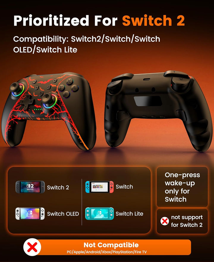 Switch 2 Controller für Switch/Switch OLED/Switch Lite,RGB Lichteffekte Pro Controller Wireless mit