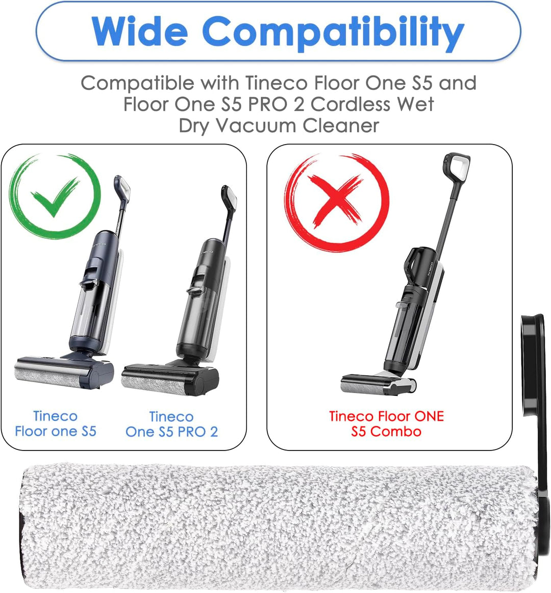(2 Stück) Ersatz-Bürstenrollen Kompatibel mit Tineco Floor One S5/ Floor One S5 Pro/iFloor 5 Breeze