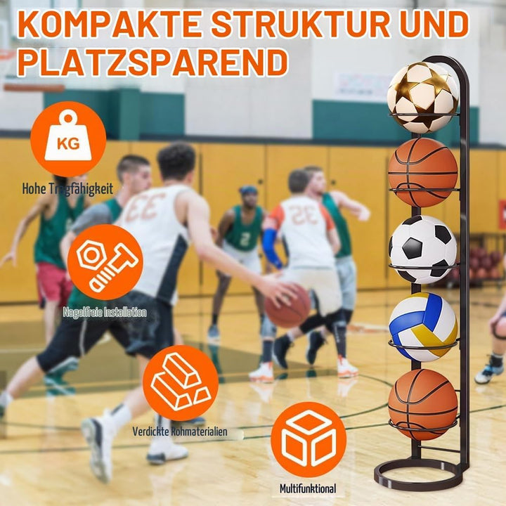 Stufiger Ballständer, Vertical Ballregal Fussball Ständer, Abnehmbares Standing Rack Halter, Ball Au