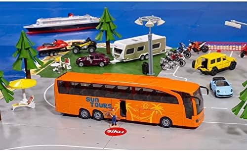 siku 3738, Mercedes-Benz Travego Reisebus, 1:50, Metall/Kunststoff, Orange, Öffenbare Türen und Klap