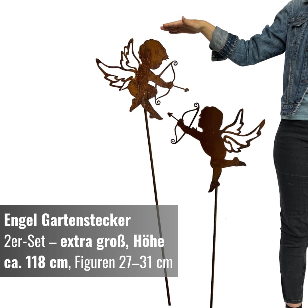 Terma Stahldesign XXL Set 120 cm Rost Weihnachtsengel Made in Germany Gartenstecker Outdoor rost dek