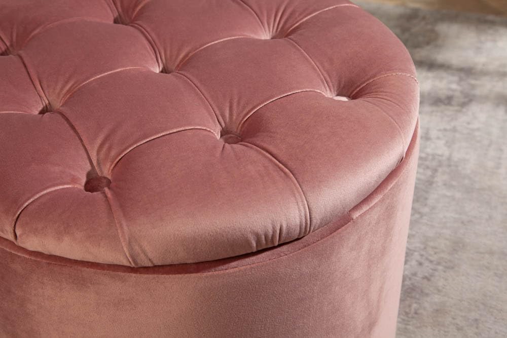 Riess Ambiente Eleganter Hocker MODERN BAROCK 50cm Altrosa Samt Couchtisch Tisch Aufbewahrungskorb S
