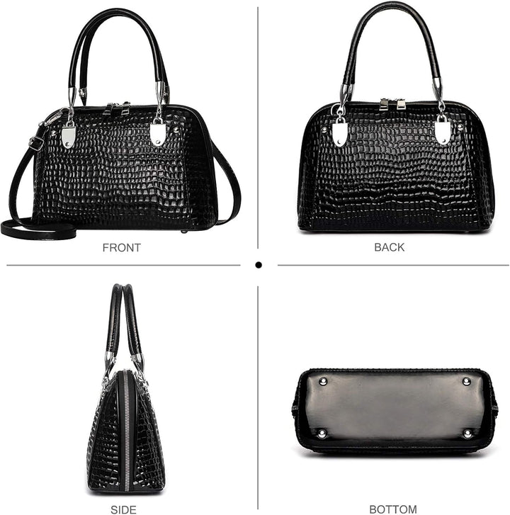 NICOLE & DORIS Retro Handtasche für Frauen Schultertaschen Klassische Krokodil Umhängetasche PU Lede