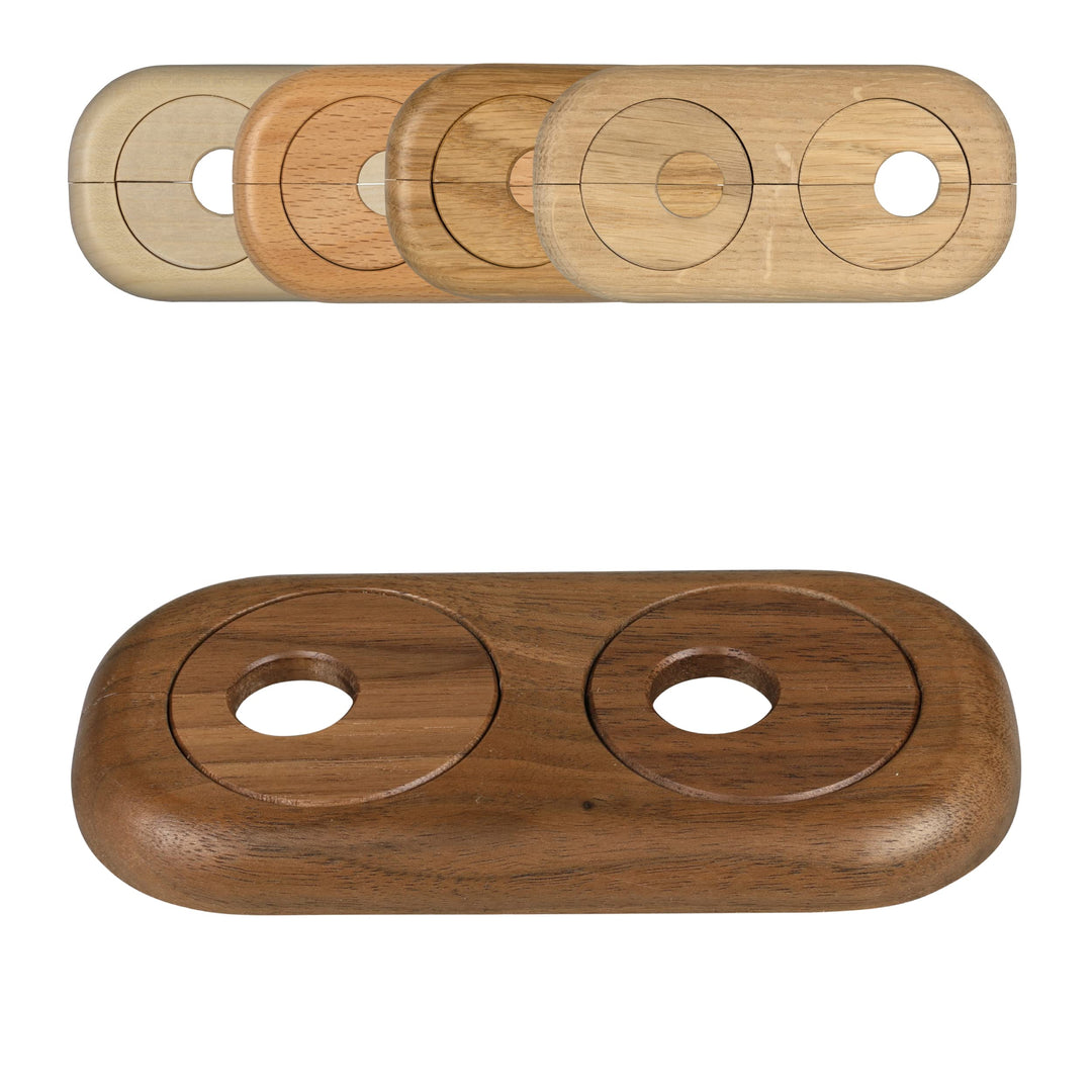 FUX 3 Stück Doppel Heizungsrohr Rosette, Rohrabstand variabel, 15mm - 22mm, Rohrabdeckung, Abdeckros