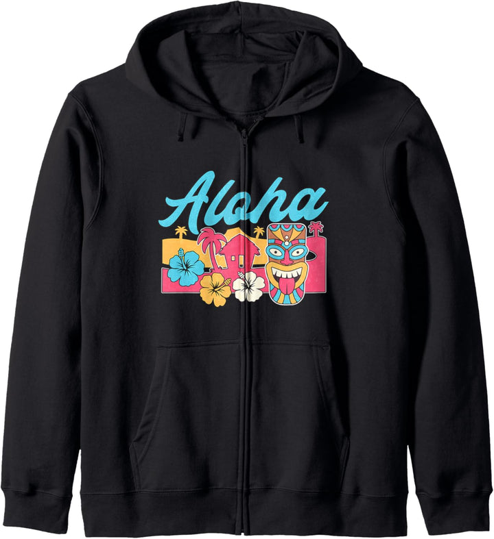 Aloha beach summer vacation casual color tiki graphic Kapuzenjacke