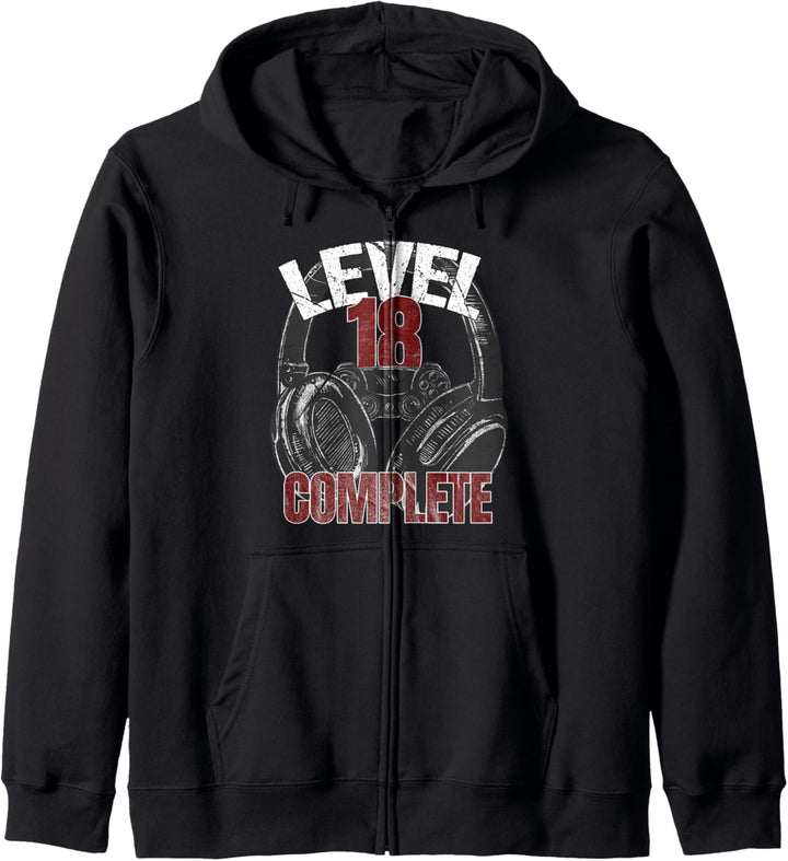 Level 18 complete 18. Gamer Geburtstag für Zocker am PC Kapuzenjacke