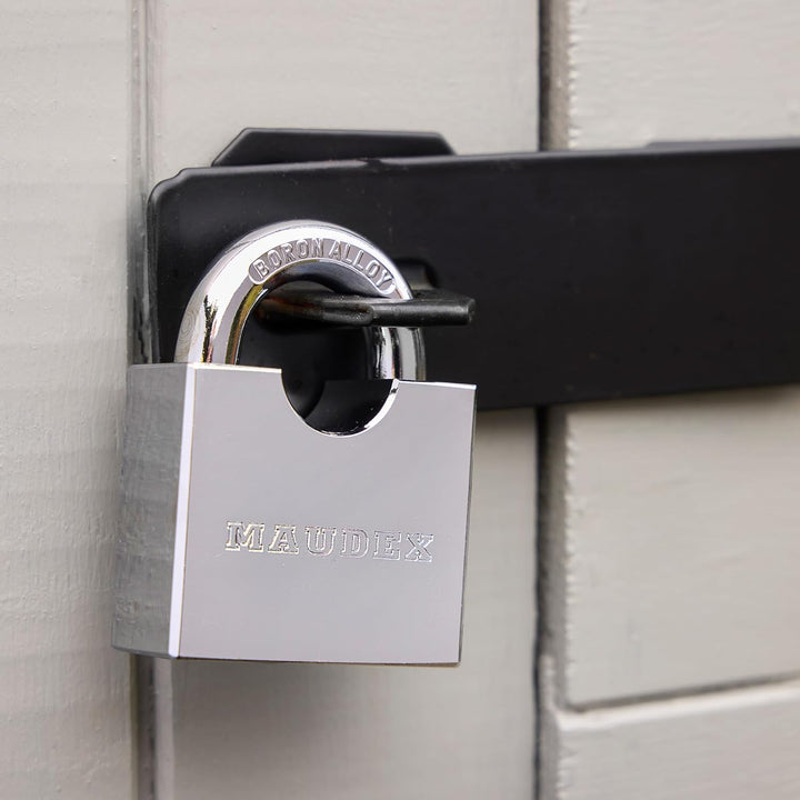 Maudex® RPB45 Hochleistungs-Vorhängeschloss – 9 mm gehärteter, schnittfester Bügel, wetterfester Chr