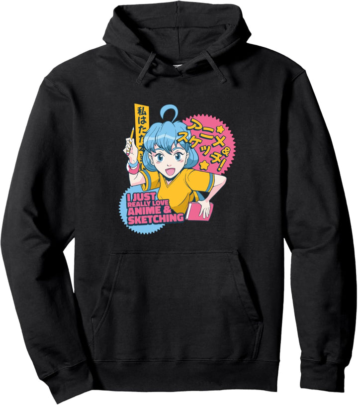 Anime and Sketching, Mädchen Japanische Kunst Manga Pullover Hoodie