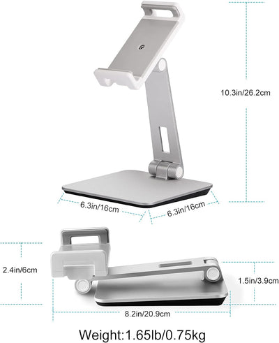 SHUOSUO Tablet Ständer Verstellbar & Faltbar, Schwerer Aluminium Tablet Halterung Halter Tisch, komp