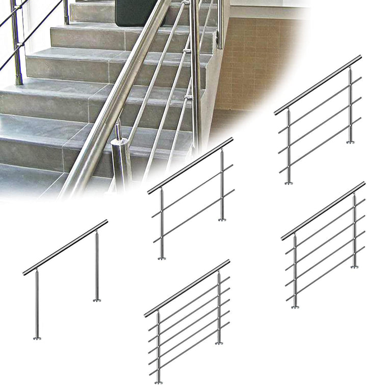 Tubiaz Edelstahl Handlauf Treppengeländer Geländer für Treppen Brüstung Balkon 80CM mit 4 Querstrebe