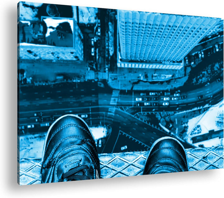 von den Dächern der Stadt Format: 80x60 Effekt: Monocrome Blau als Leinwand, Motiv fertig gerahmt au