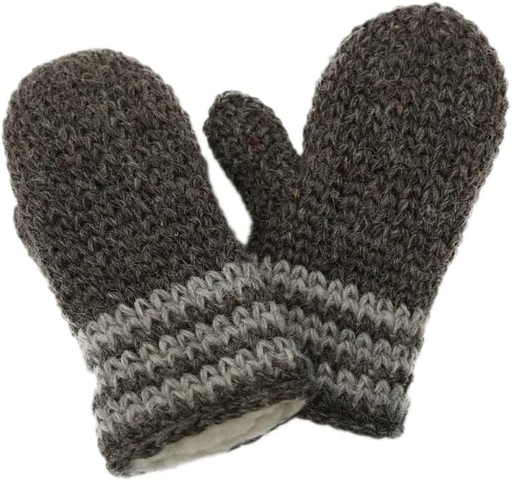 Hollert Handgestrickte Fausthandschuhe Bernie gefüttert Merinowolle Schwarz