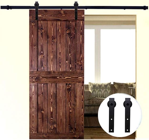 LWZH 4FT/122 cm Schiebetürbeschlag Set Barn Door Hardware Kit Laufschienen für Schiebetür Hängeschie