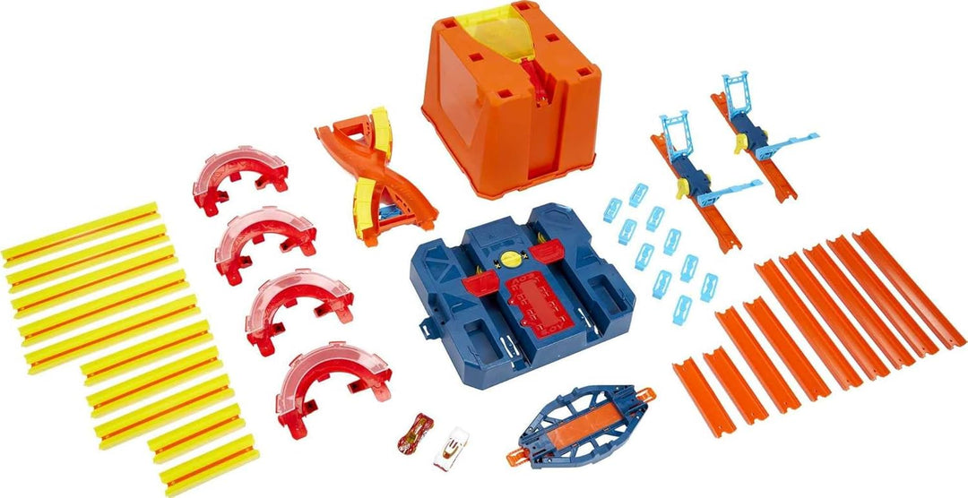 Hot Wheels GNJ01 Track Builder Unlimited Power Boost Box, mit 6 Metern Trackset und Zubehör inkl. 2
