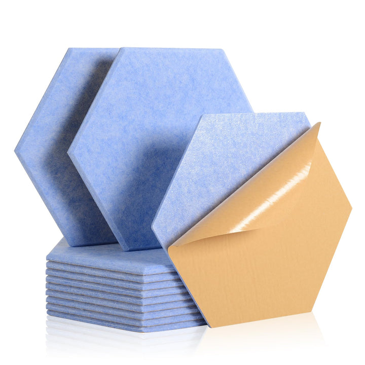 Rdutuok 12 Stück Selbstklebend Akustik Panel,30x26x1cm Hexagon Akustik Absorber Schallschutzplatten