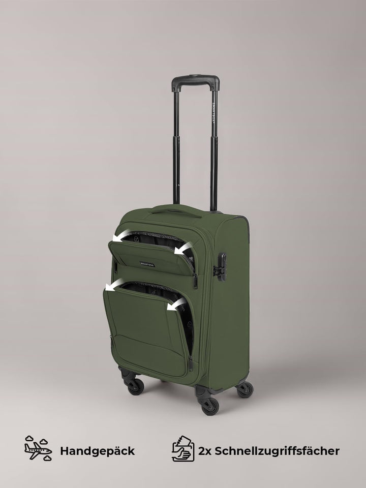 SMARTBOX Weichgepäck Kabinen-Koffer für Damen & Herren | Kleiner Cabin-Trolley 36 x 23 x 57 cm | 4 R
