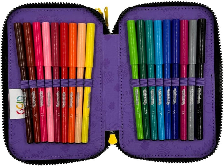Goldkids - Federmäppchen 3 Fächer - Mäppchen für Mädchen und Jungen - Federmappe 3-Fach Federtasche