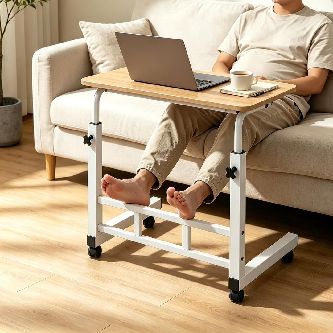 Höhenverstellbarer mobiler Überbetttisch mit Rollen, 60×40cm