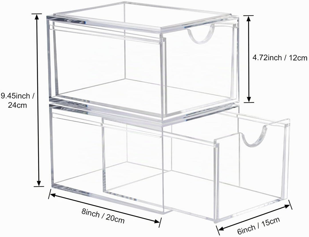 AMEITECH Stapelbare Kosmetik-Organizer-Schubladen, Transparenter Acryl-Make-up-Organizer, Schminkbeh