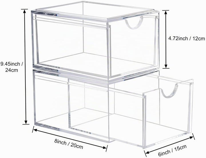 AMEITECH Stapelbare Kosmetik-Organizer-Schubladen, Transparenter Acryl-Make-up-Organizer, Schminkbeh