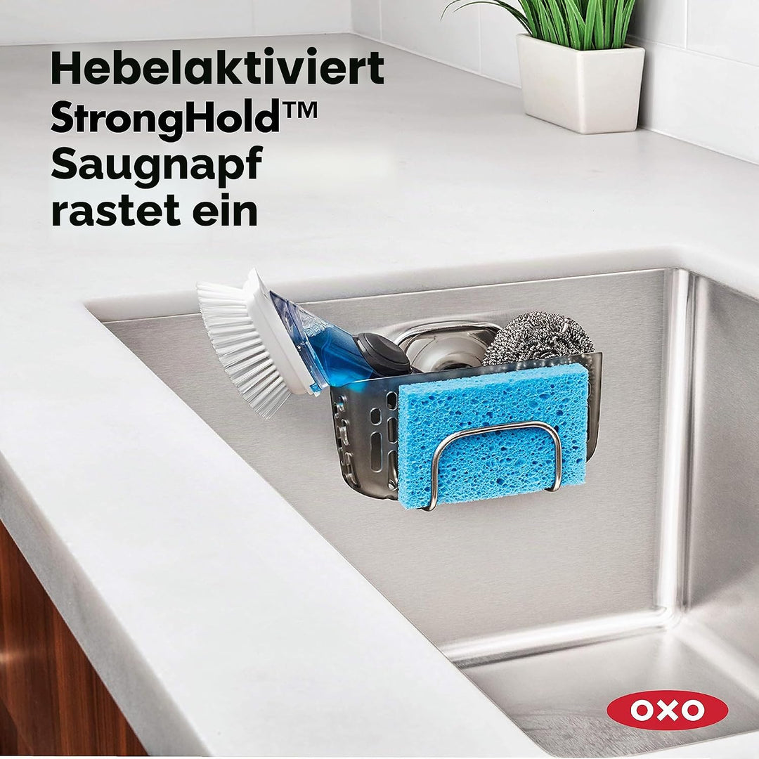 OXO Good Grips Utensilienhalter für das Spülbecken – Küchenorganizer mit StrongHold-Saugnapfhalterun