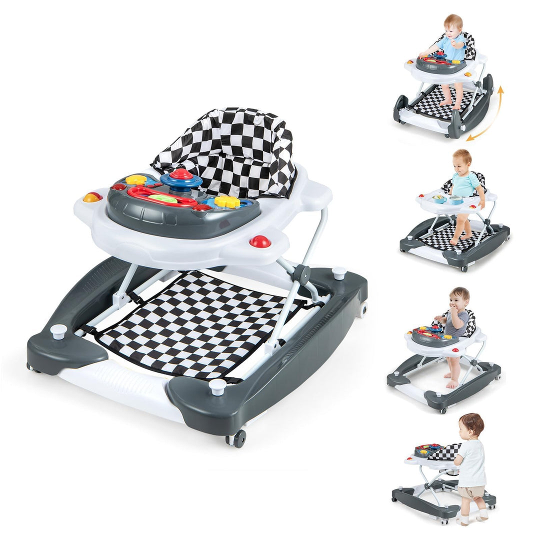 FANTASK Lauflernhilfe, Baby Walker 6-in-1 höhenverstellbar, Lauflernhilfe klappbar mit abnehmbarem S