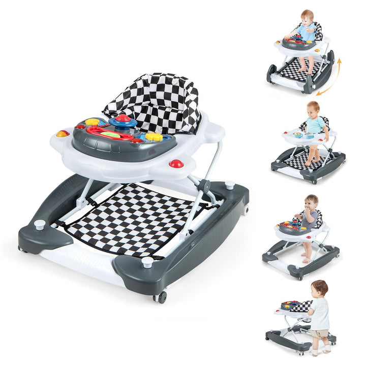 FANTASK Lauflernhilfe, Baby Walker 6-in-1 höhenverstellbar, Lauflernhilfe klappbar mit abnehmbarem S